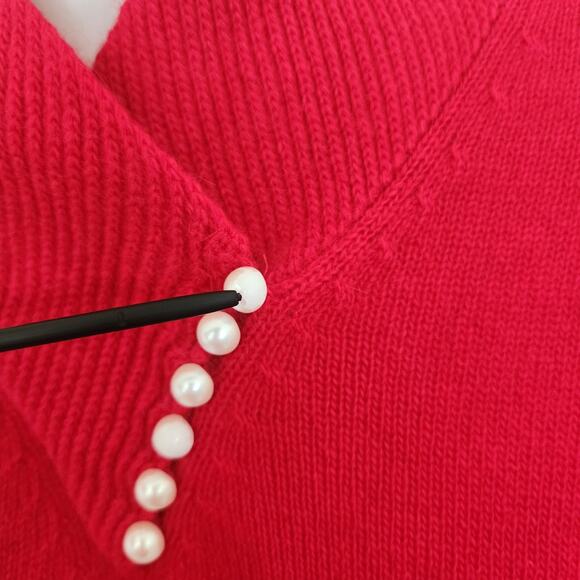 Vintage Yarn Works Red Lambswool Angora Rabbit hair Size M? Valentines Christmas - Picture 7 of 9